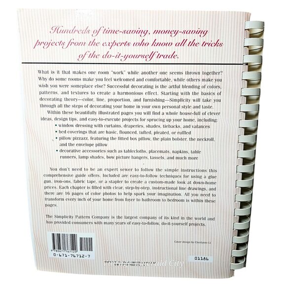 Vtg Simplicity's Simply the Best Home Decorating Book Spiral Bound 247 PB/ 1993 - Picture 10 of 11